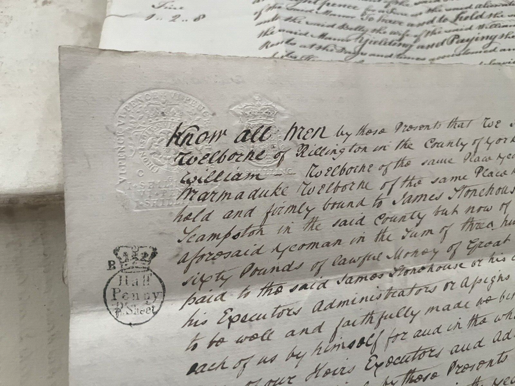 AUTHENTIC HANDWRITTEN PAPER DOCUMENT IN ENGLISH from 1700s
