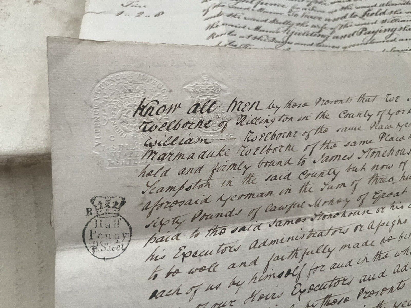 AUTHENTIC HANDWRITTEN PAPER DOCUMENT IN ENGLISH from 1700s