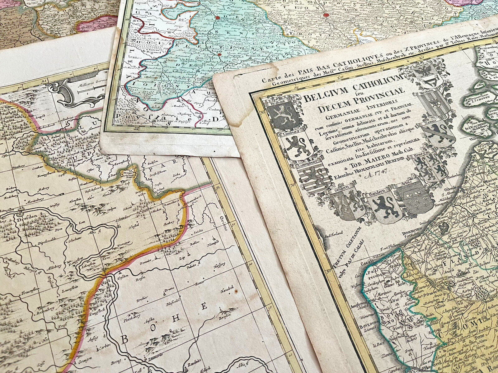 AUTHENTIC LARGE COLOR MAP FROM 18TH CENTURY - Museum Grade Quality