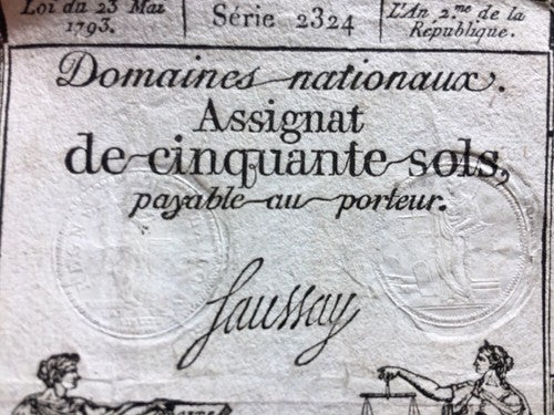 FRENCH REVOLUTION MONEY 1793 | Antiques > Manuscripts | Antique Books & Manuscripts | Antique Books & Manuscripts | Rare Historical Documents Worldwide