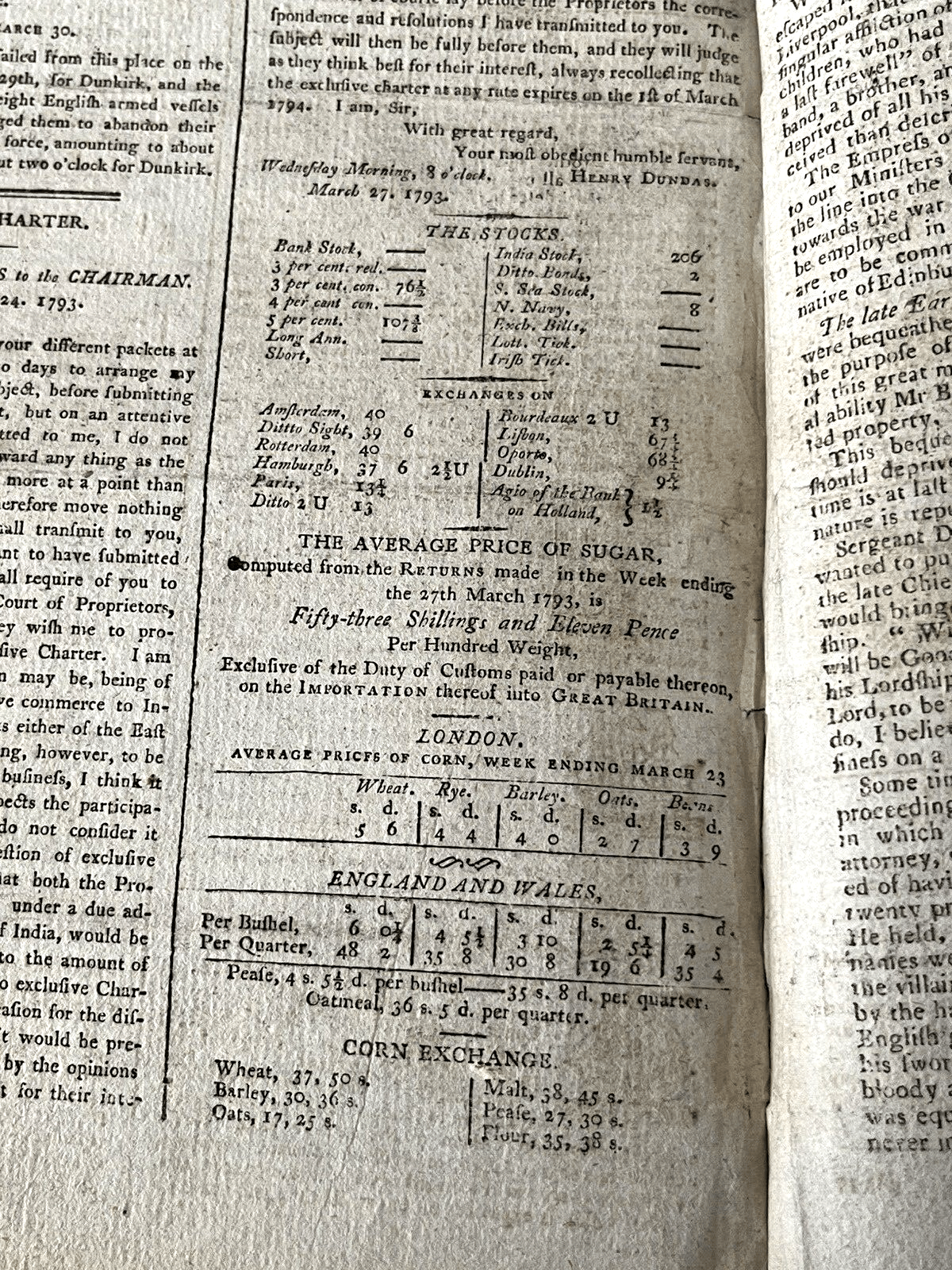 OLD NEWSPAPER FROM 1700s - Stock Prices, Historical Events, Trade, Economy, Wars | Books & Magazines > Antiquarian & Collectible | Antique Books & Manuscripts | Antique Books & Manuscripts | Rare Historical Documents Worldwide